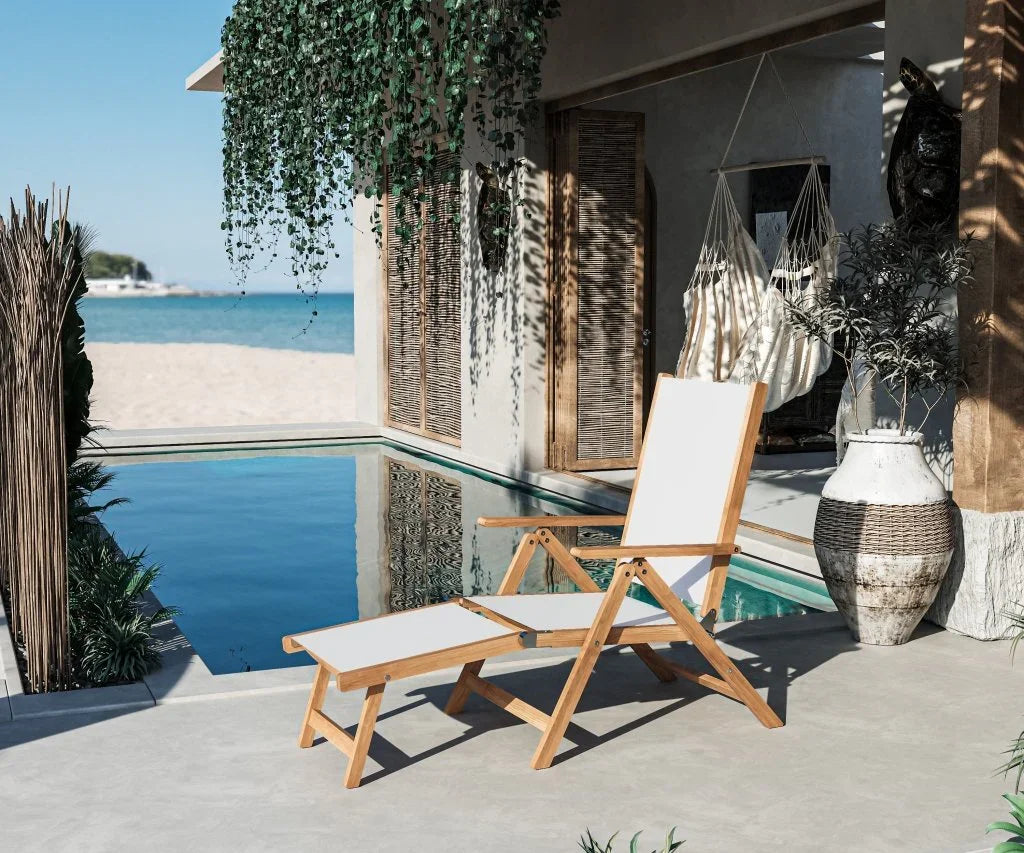 Aquitania Teak Patio Folding Lounge Deck Chair-Outdoor Lounge Chairs-HiTeak-LOOMLAN