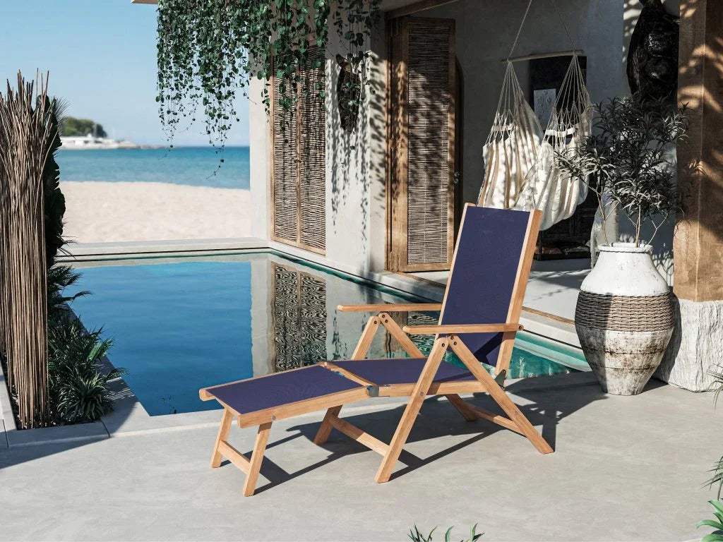 Aquitania Teak Patio Folding Lounge Deck Chair-Outdoor Lounge Chairs-HiTeak-LOOMLAN