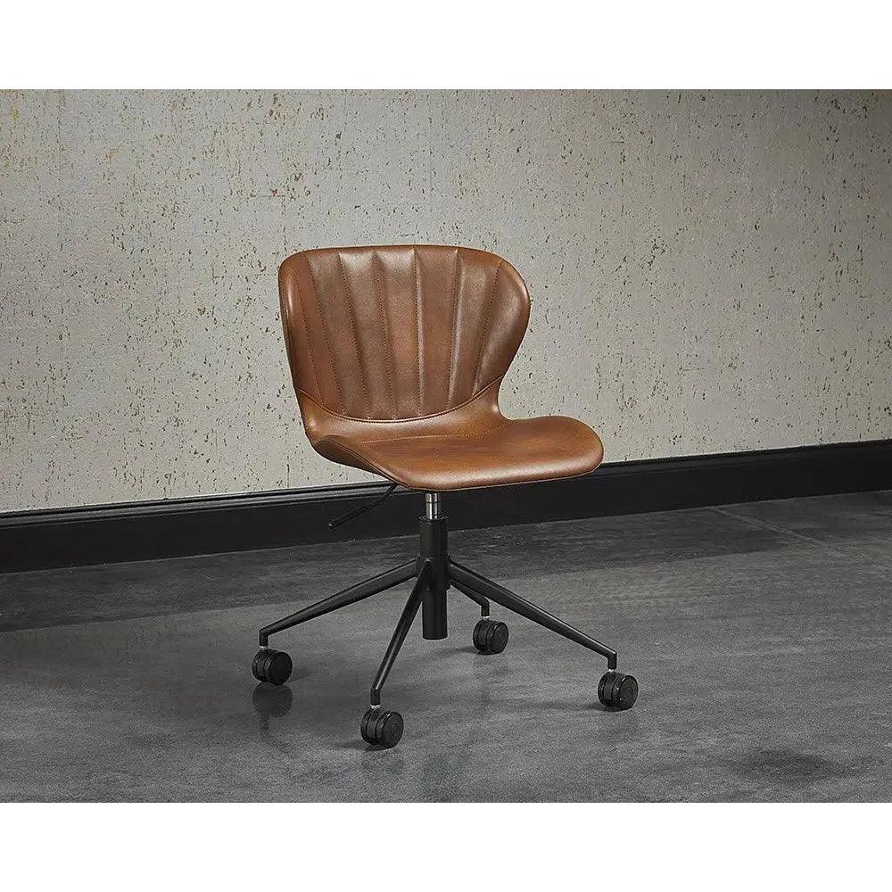 Arabella Leather Armless Office Chair-Office Chairs-SUNPAN-LOOMLAN