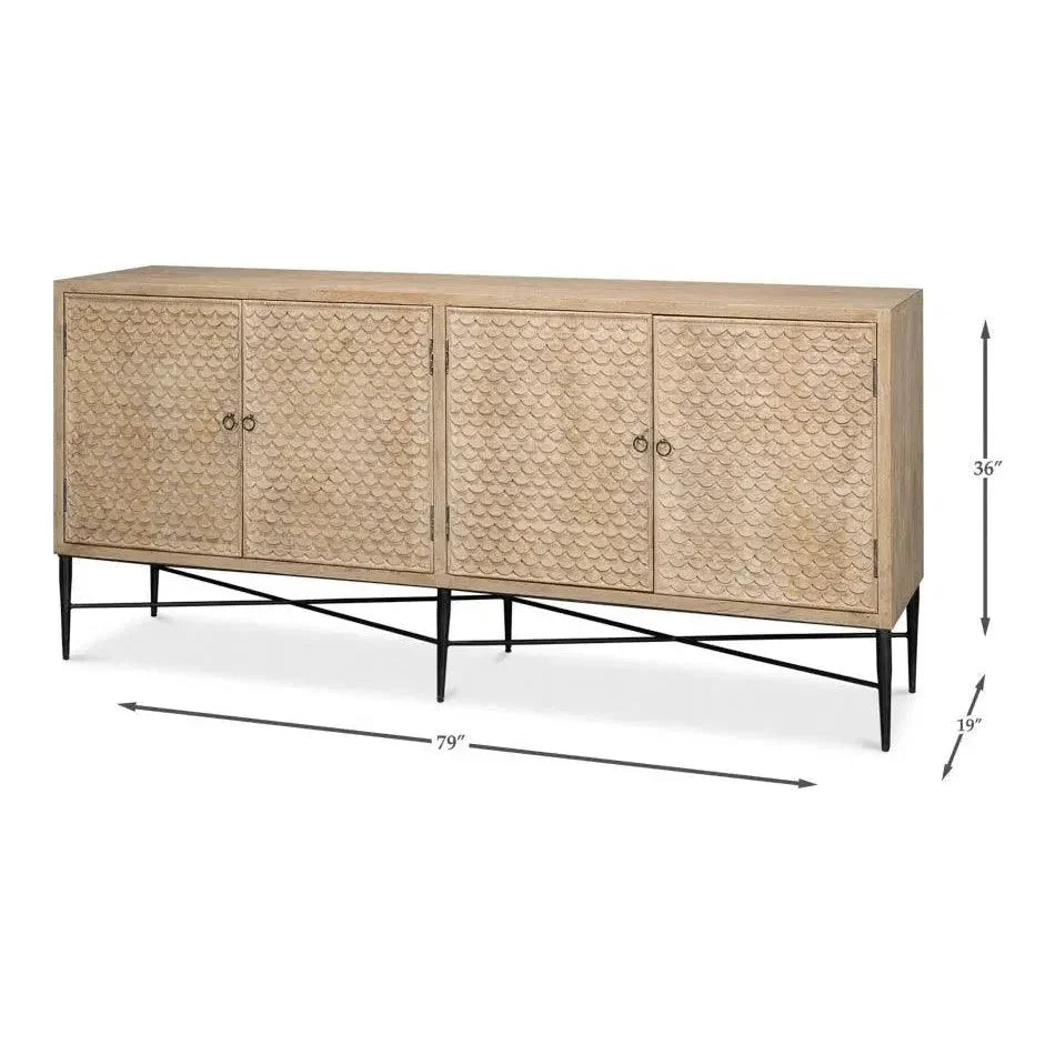 Archie Four Door Credenza for Dining Room - LOOMLAN - Sarreid - Sideboards