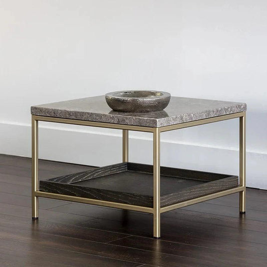 Arden Side Table With Grey Marble Top & - LOOMLAN - SUNPAN - Side Tables