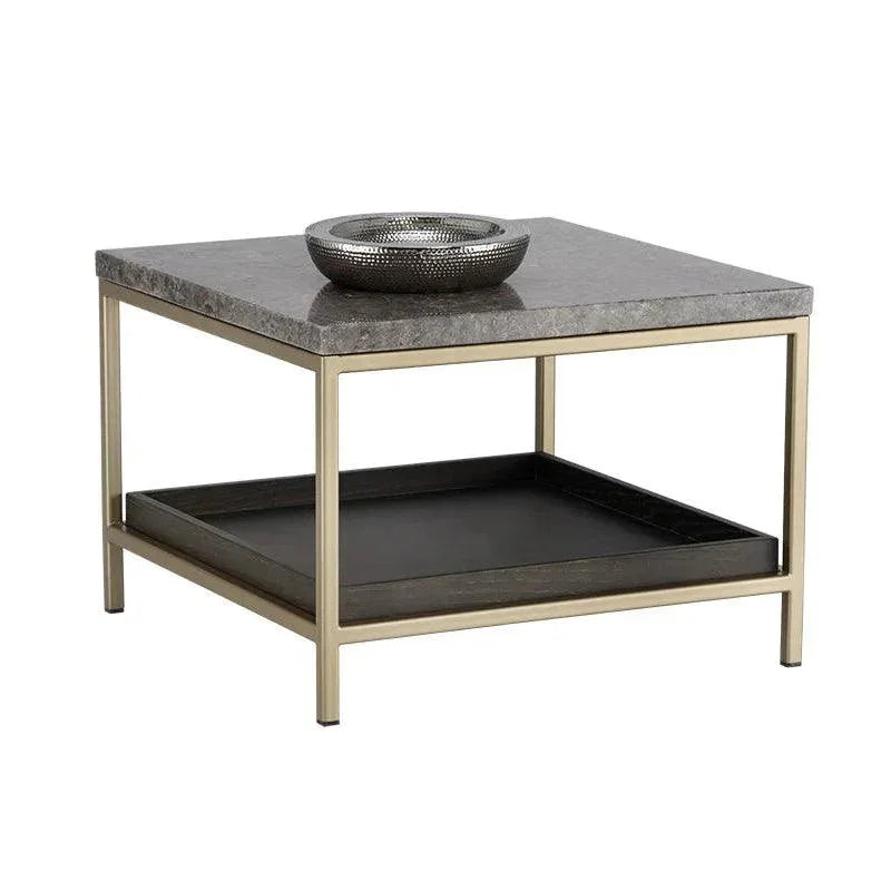 Arden Side Table With Grey Marble Top & - LOOMLAN - SUNPAN - Side Tables