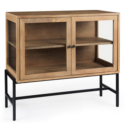 Arelius Two Glass Doors Accent Cabinet