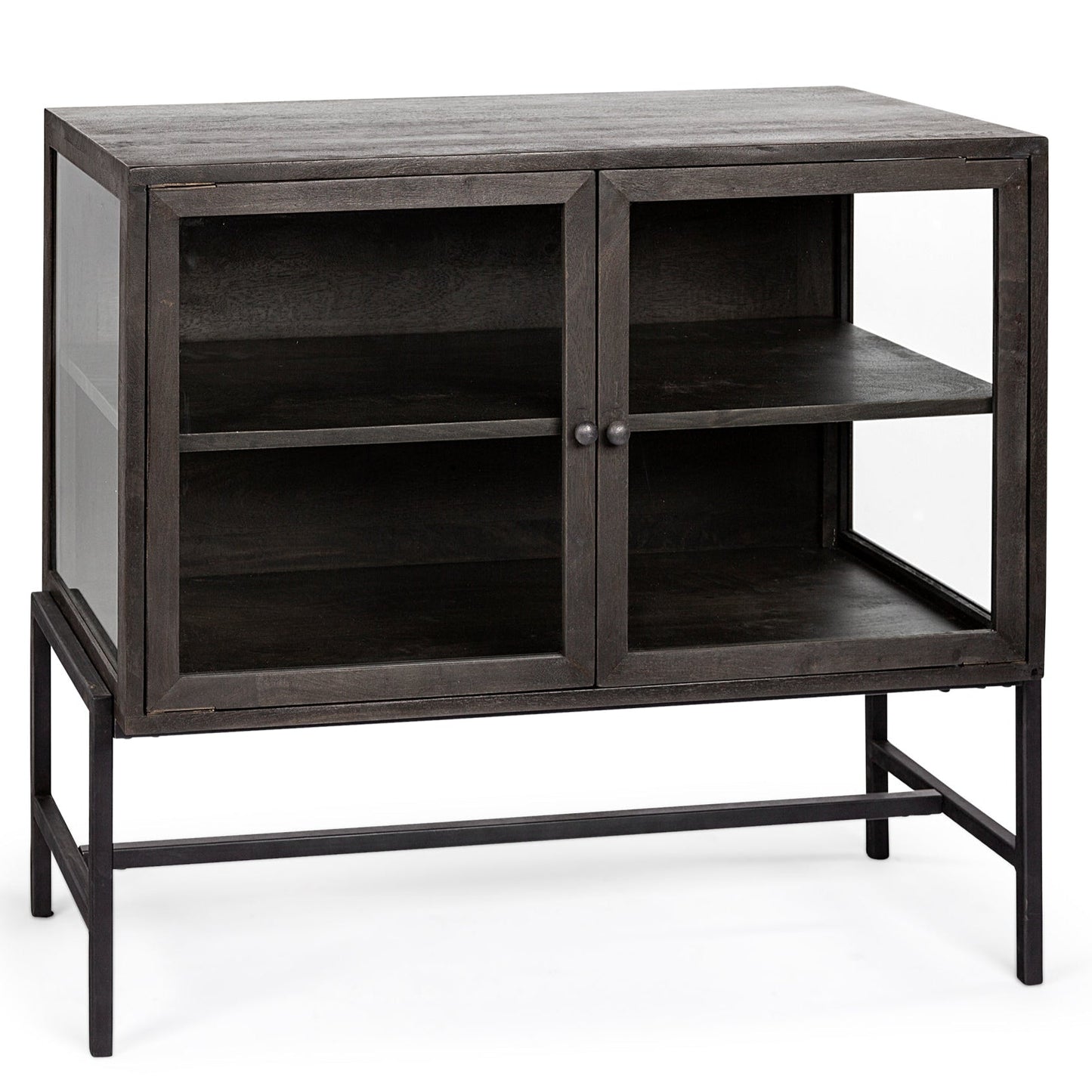 Arelius Two Glass Doors Accent Cabinet