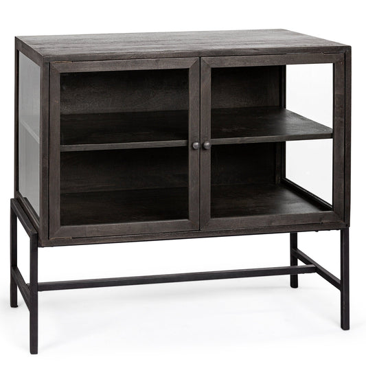 Arelius Two Glass Doors Accent Cabinet