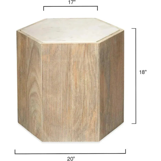 Argan Hexagon Washed Wood End Table