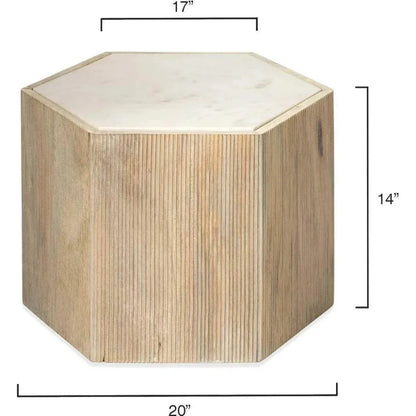 Argan Hexagon Washed Wood End Table