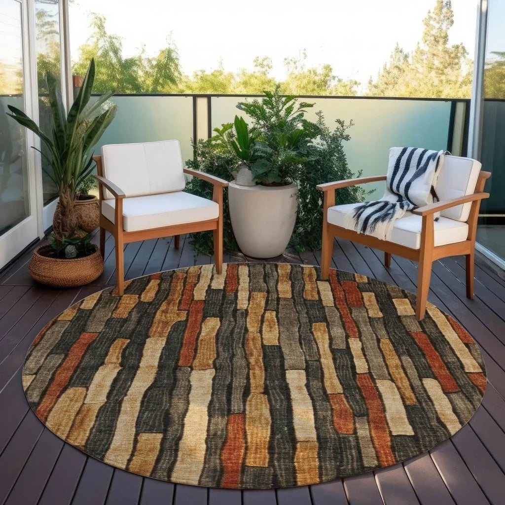 Arganza Brown Washable Indoor - Outdoor Rug - LOOMLAN - LOOMLAN Rugs - Outdoor Rugs