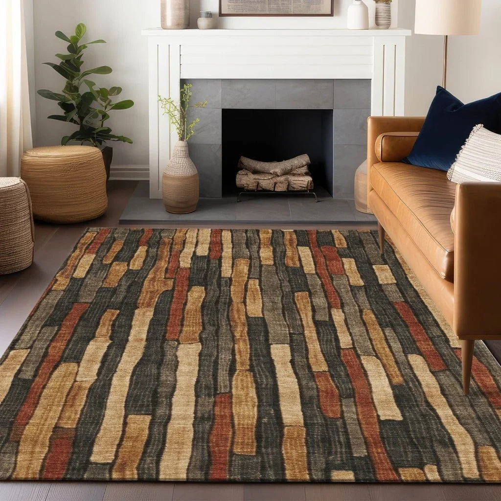 Arganza Brown Washable Indoor - Outdoor Rug - LOOMLAN - LOOMLAN Rugs - Outdoor Rugs