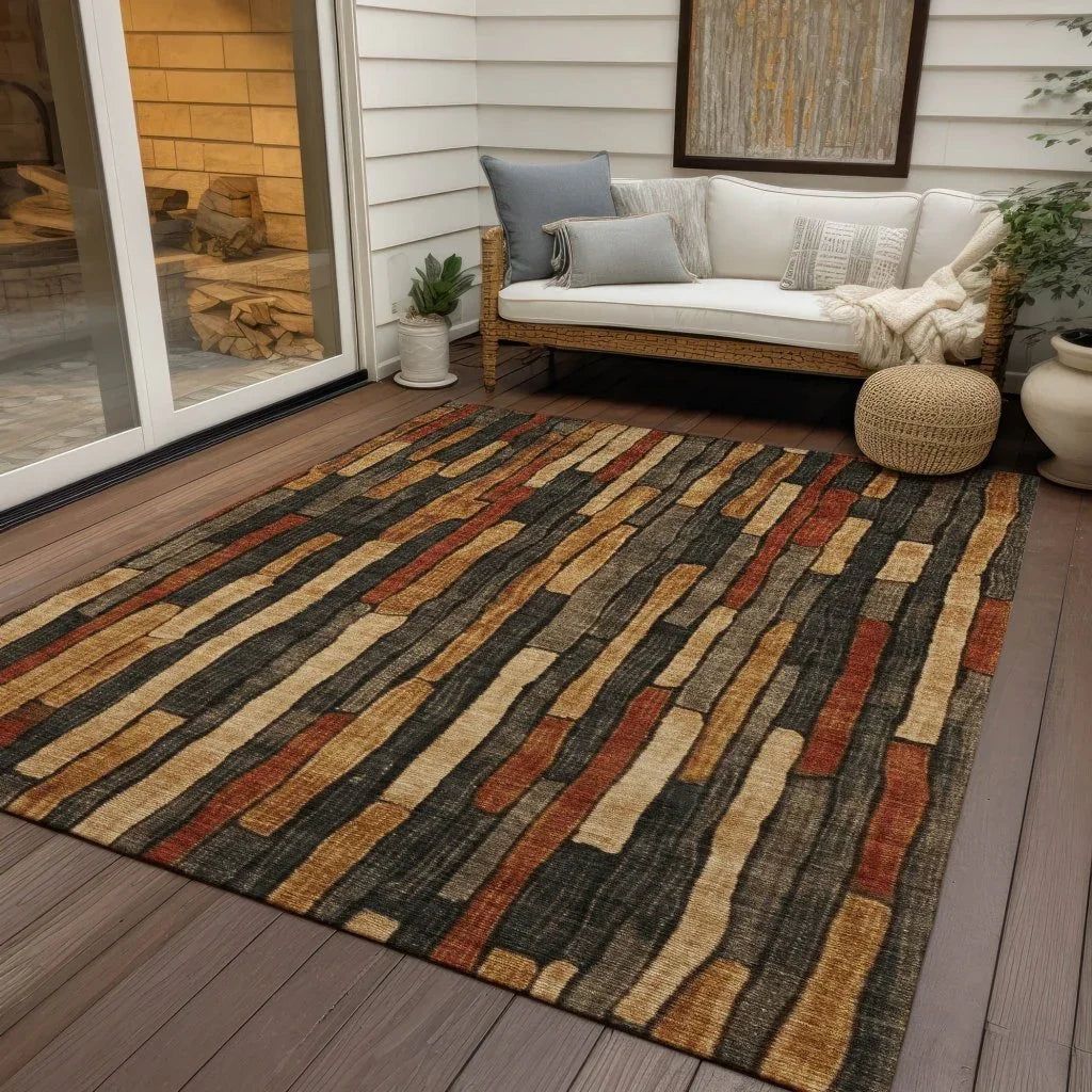 Arganza Brown Washable Indoor - Outdoor Rug - LOOMLAN - LOOMLAN Rugs - Outdoor Rugs