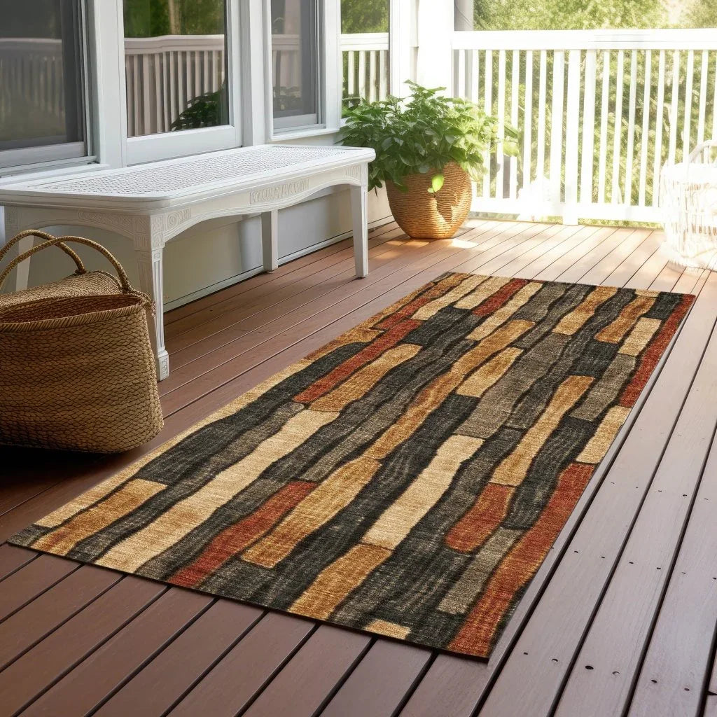 Arganza Brown Washable Indoor - Outdoor Rug - LOOMLAN - LOOMLAN Rugs - Outdoor Rugs