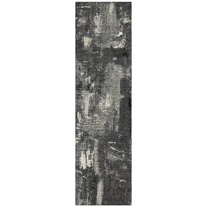 Aria Black Washable Indoor-Outdoor Rug-Outdoor Rugs-LOOMLAN Rugs-2'3" x 7'6"-LOOMLAN