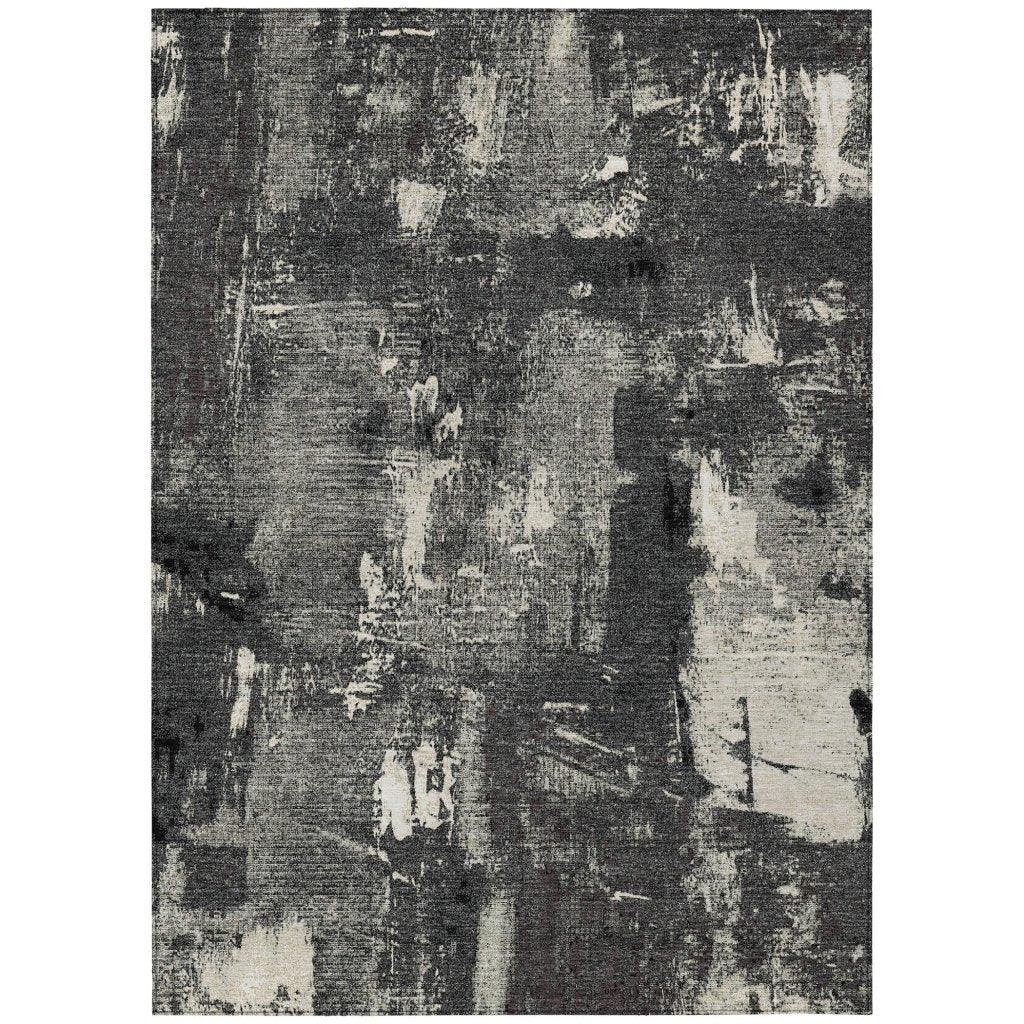 Aria Black Washable Indoor-Outdoor Rug-Outdoor Rugs-LOOMLAN Rugs-2'6" x 3'10"-LOOMLAN