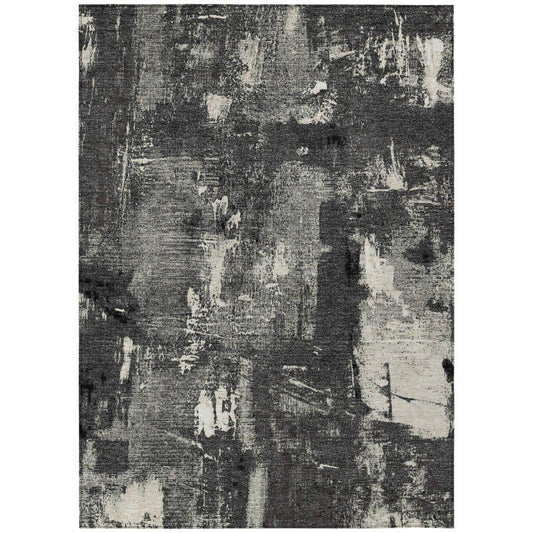 Aria Black Washable Indoor-Outdoor Rug-Outdoor Rugs-LOOMLAN Rugs-2'6" x 3'10"-LOOMLAN