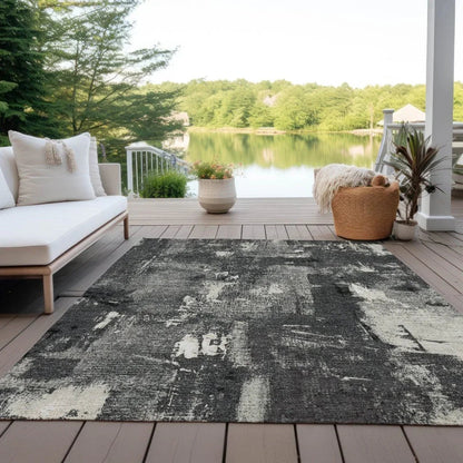 Aria Black Washable Indoor-Outdoor Rug-Outdoor Rugs-LOOMLAN Rugs-LOOMLAN