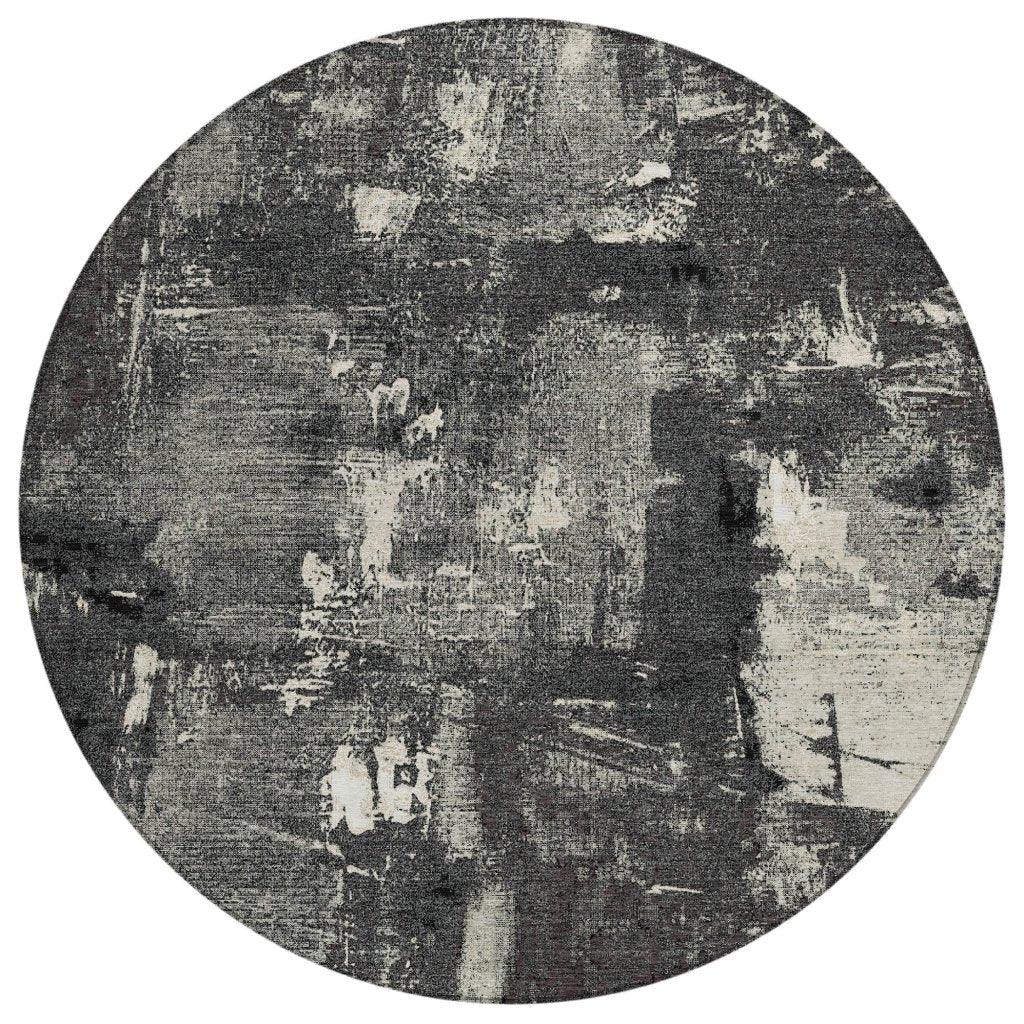 Aria Black Washable Indoor-Outdoor Rug-Outdoor Rugs-LOOMLAN Rugs-8' x 8'-LOOMLAN