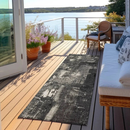 Aria Black Washable Indoor-Outdoor Rug-Outdoor Rugs-LOOMLAN Rugs-LOOMLAN