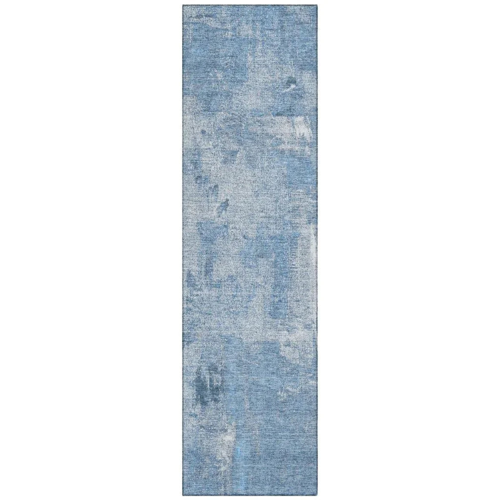Aria Blue Washable Indoor-Outdoor Rug-Outdoor Rugs-LOOMLAN Rugs-2'3" x 7'6"-LOOMLAN