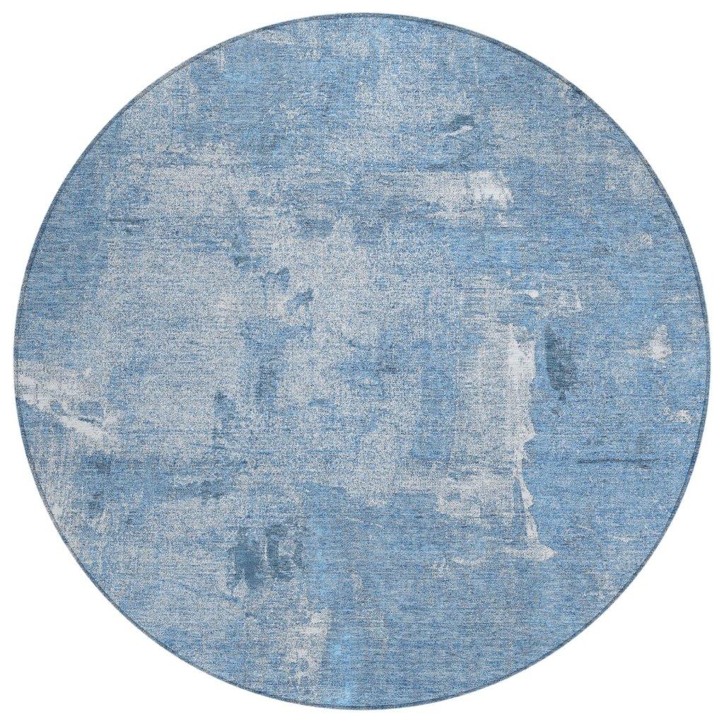 Aria Blue Washable Indoor-Outdoor Rug-Outdoor Rugs-LOOMLAN Rugs-8' x 8'-LOOMLAN