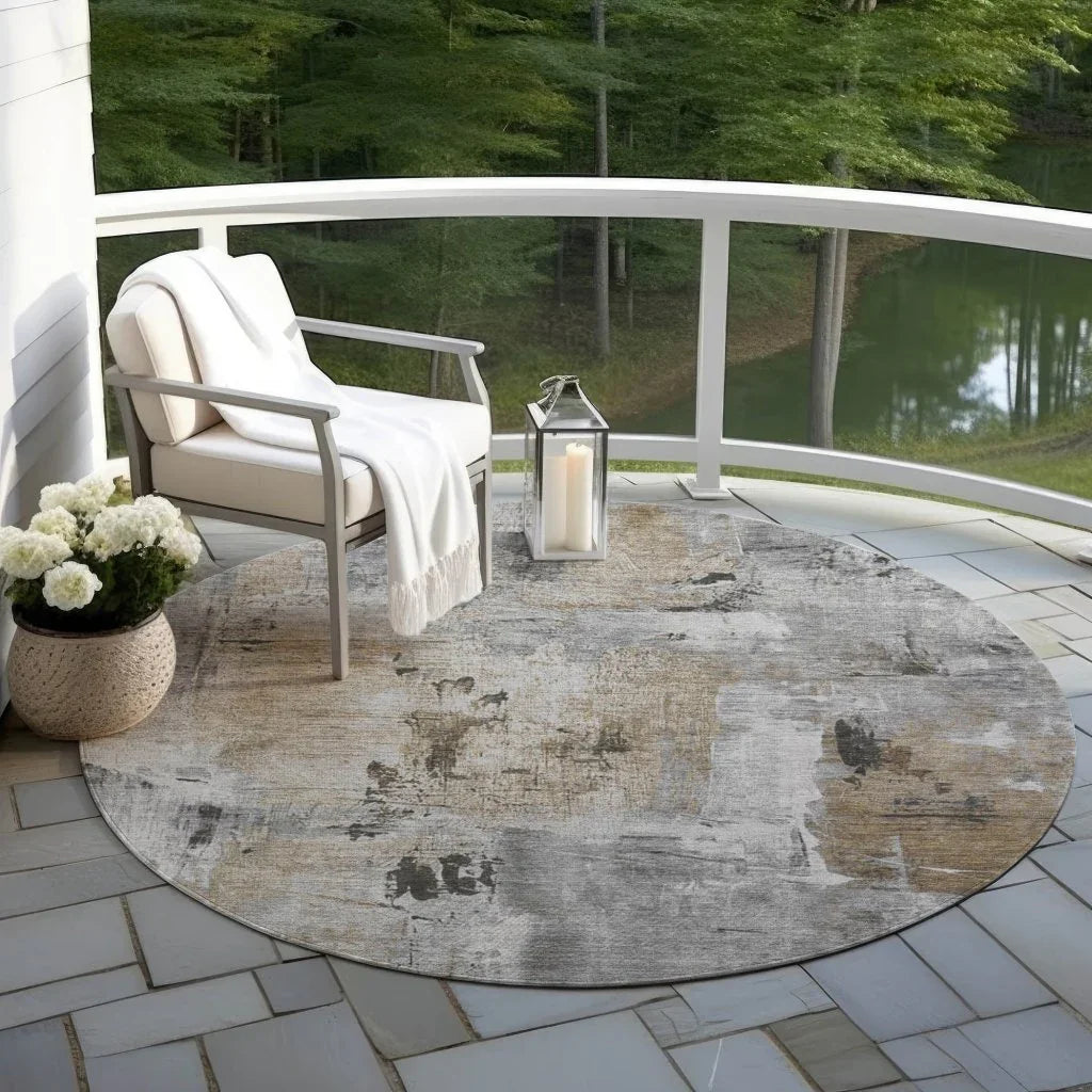 Aria Gray Washable Indoor-Outdoor Rug-Outdoor Rugs-LOOMLAN Rugs-LOOMLAN