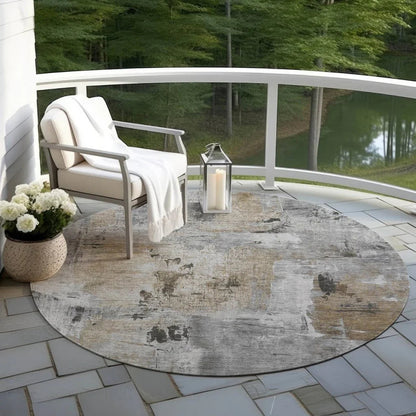 Aria Gray Washable Indoor-Outdoor Rug-Outdoor Rugs-LOOMLAN Rugs-LOOMLAN