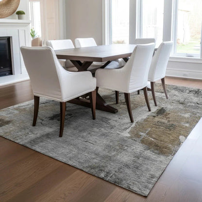 Aria Gray Washable Indoor-Outdoor Rug-Outdoor Rugs-LOOMLAN Rugs-LOOMLAN