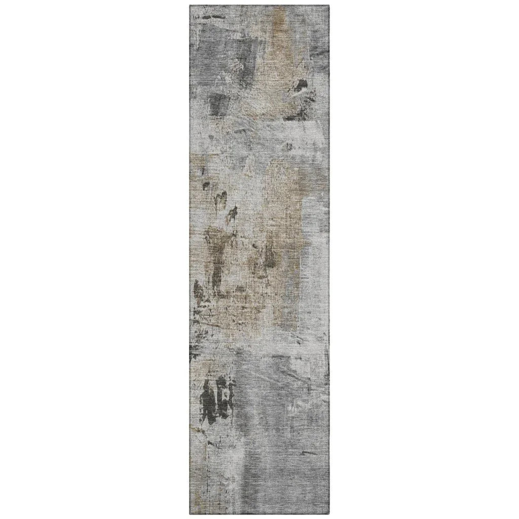 Aria Gray Washable Indoor-Outdoor Rug-Outdoor Rugs-LOOMLAN Rugs-2'3" x 7'6"-LOOMLAN
