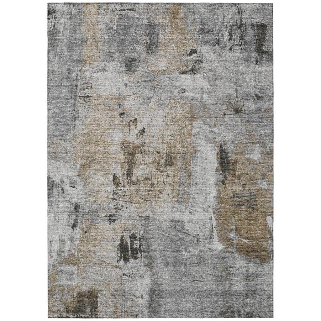 Aria Gray Washable Indoor-Outdoor Rug-Outdoor Rugs-LOOMLAN Rugs-2'6" x 3'10"-LOOMLAN