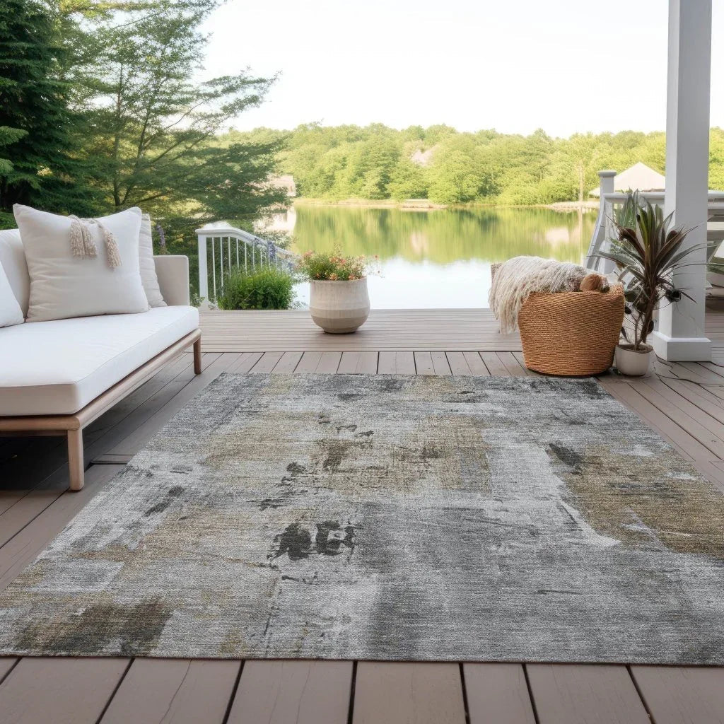 Aria Gray Washable Indoor-Outdoor Rug-Outdoor Rugs-LOOMLAN Rugs-LOOMLAN