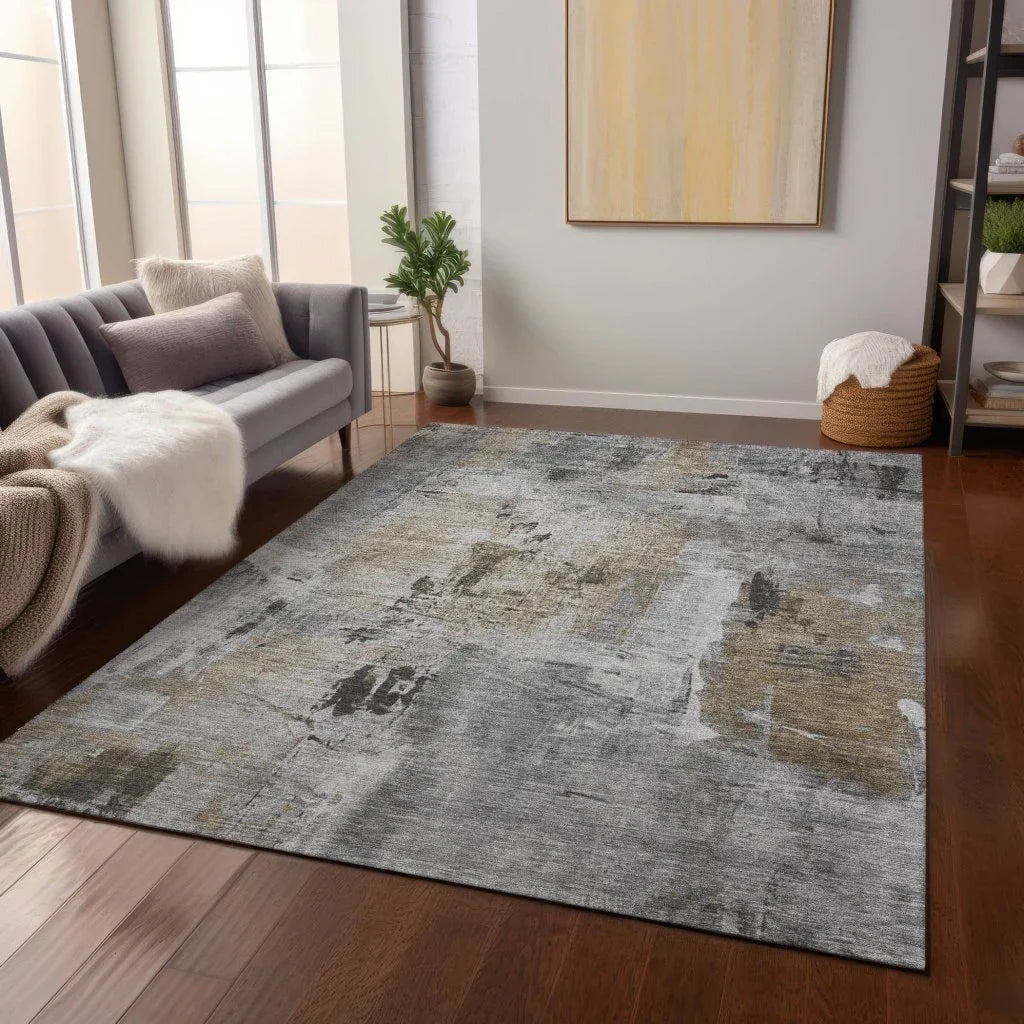 Aria Gray Washable Indoor-Outdoor Rug-Outdoor Rugs-LOOMLAN Rugs-LOOMLAN