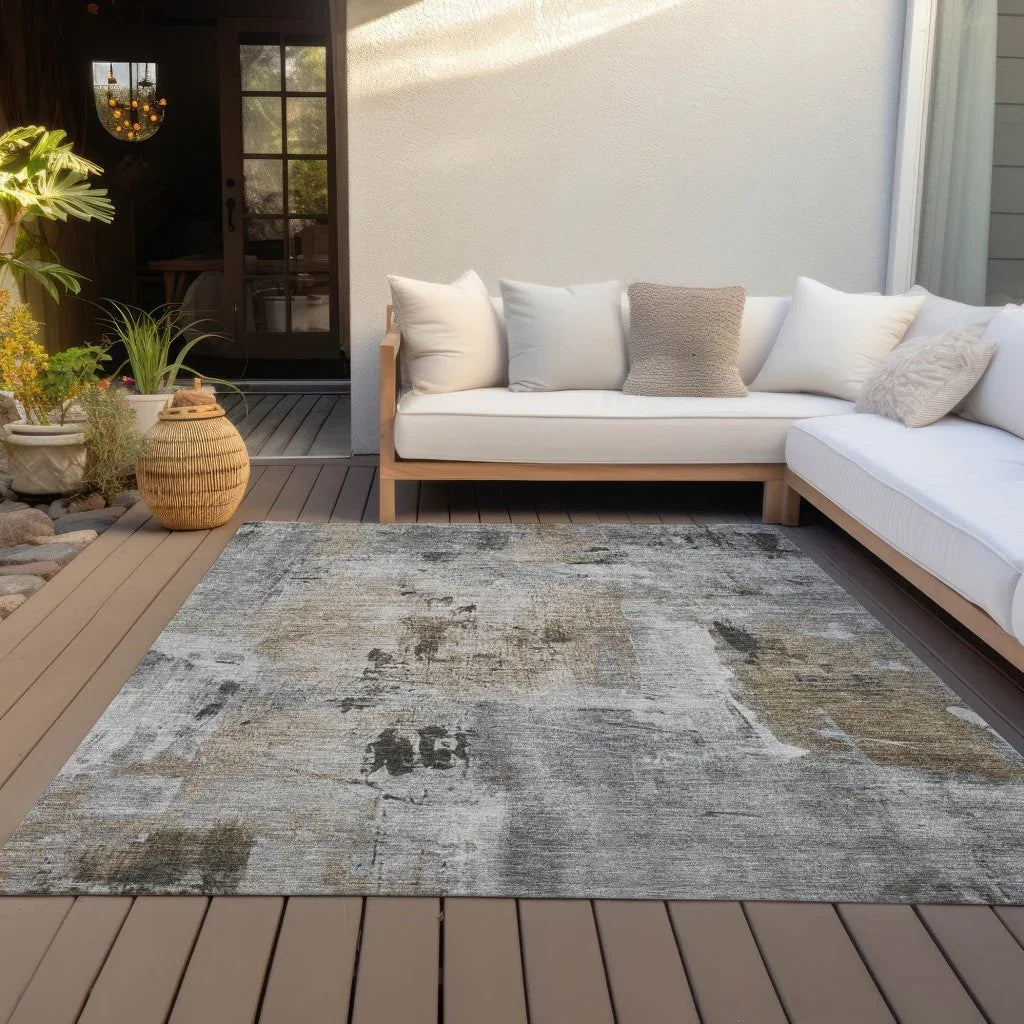 Aria Gray Washable Indoor-Outdoor Rug-Outdoor Rugs-LOOMLAN Rugs-LOOMLAN