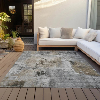 Aria Gray Washable Indoor-Outdoor Rug-Outdoor Rugs-LOOMLAN Rugs-LOOMLAN