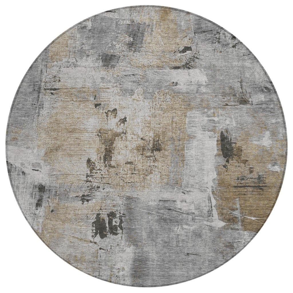 Aria Gray Washable Indoor-Outdoor Rug-Outdoor Rugs-LOOMLAN Rugs-8' x 8'-LOOMLAN
