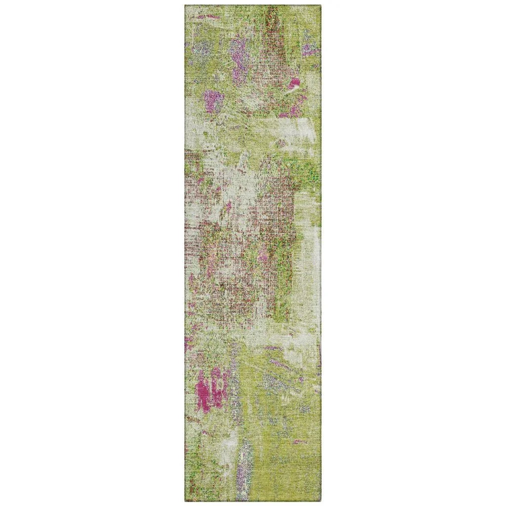 Aria Lime Washable Indoor-Outdoor Rug-Outdoor Rugs-LOOMLAN Rugs-2'3" x 7'6"-LOOMLAN