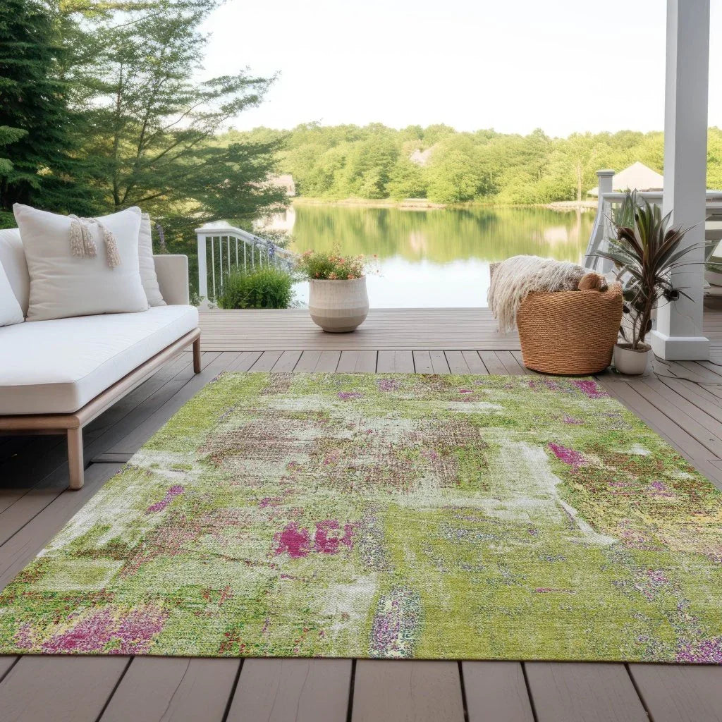 Aria Lime Washable Indoor-Outdoor Rug-Outdoor Rugs-LOOMLAN Rugs-LOOMLAN