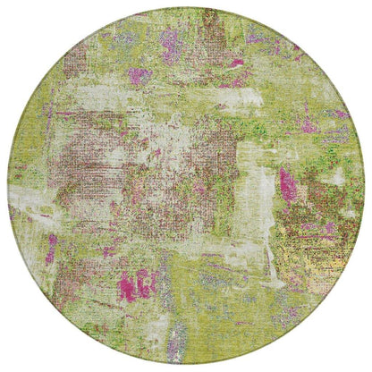 Aria Lime Washable Indoor-Outdoor Rug-Outdoor Rugs-LOOMLAN Rugs-8' x 8'-LOOMLAN