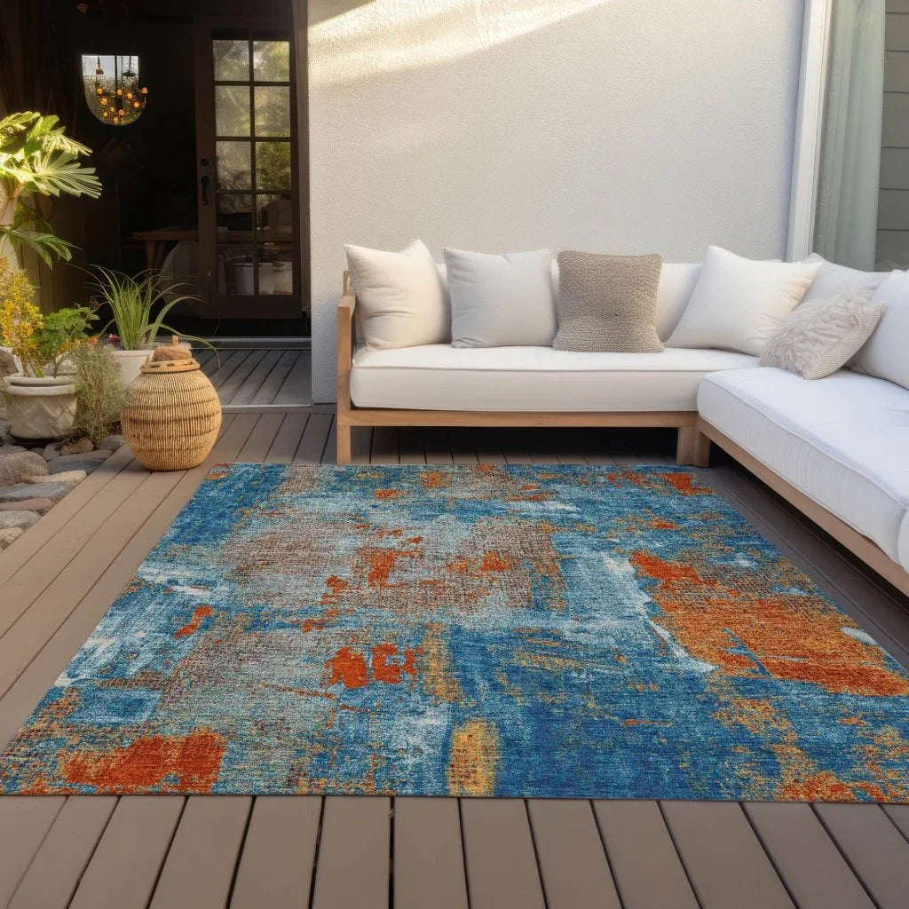 Aria Navy Washable Indoor-Outdoor Rug-Outdoor Rugs-LOOMLAN Rugs-LOOMLAN