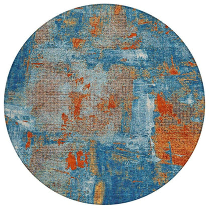 Aria Navy Washable Indoor-Outdoor Rug-Outdoor Rugs-LOOMLAN Rugs-8' x 8'-LOOMLAN