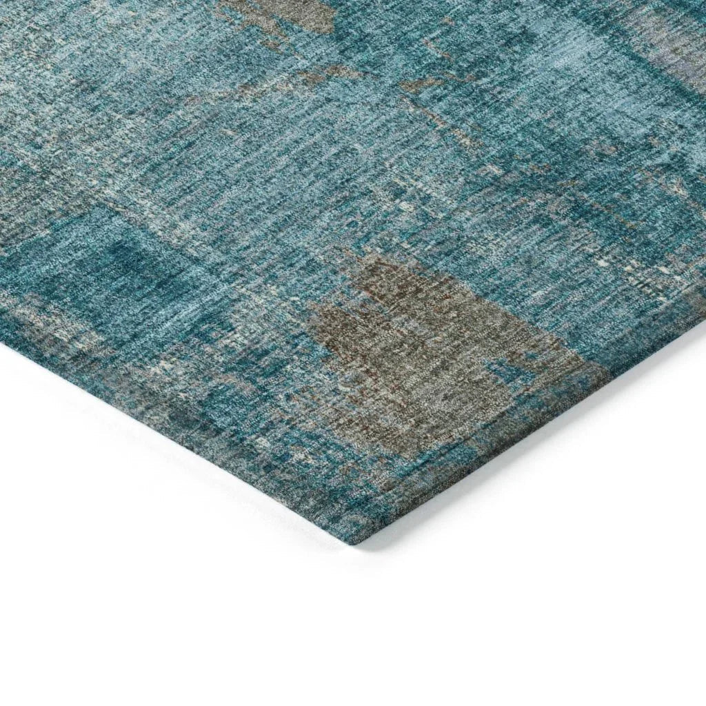 Aria Teal Washable Indoor-Outdoor Rug-Outdoor Rugs-LOOMLAN Rugs-LOOMLAN