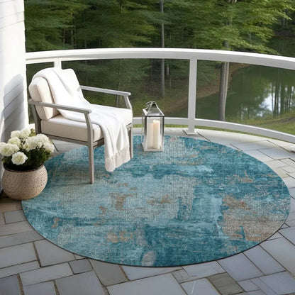 Aria Teal Washable Indoor-Outdoor Rug-Outdoor Rugs-LOOMLAN Rugs-LOOMLAN