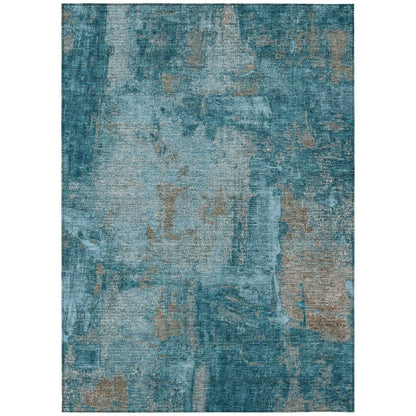 Aria Teal Washable Indoor-Outdoor Rug-Outdoor Rugs-LOOMLAN Rugs-2'6" x 3'10"-LOOMLAN