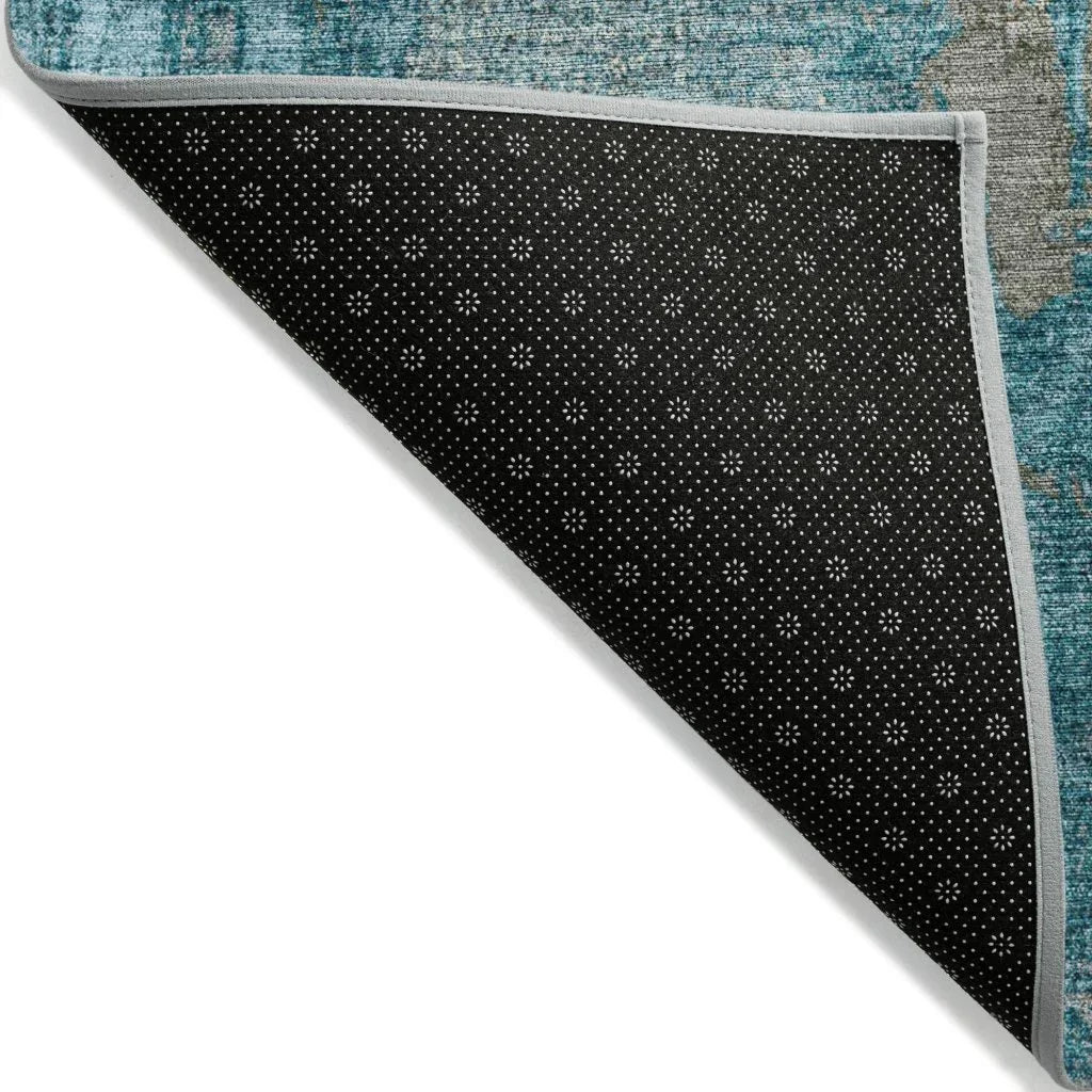 Aria Teal Washable Indoor-Outdoor Rug-Outdoor Rugs-LOOMLAN Rugs-LOOMLAN