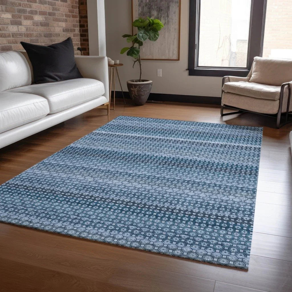 Ariaelle Blue Washable Indoor - Outdoor Rug - LOOMLAN - LOOMLAN Rugs - Outdoor Rugs