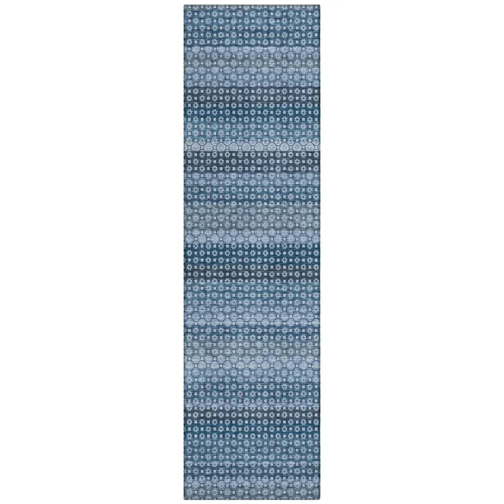Ariaelle Blue Washable Indoor - Outdoor Rug - LOOMLAN - LOOMLAN Rugs - Outdoor Rugs