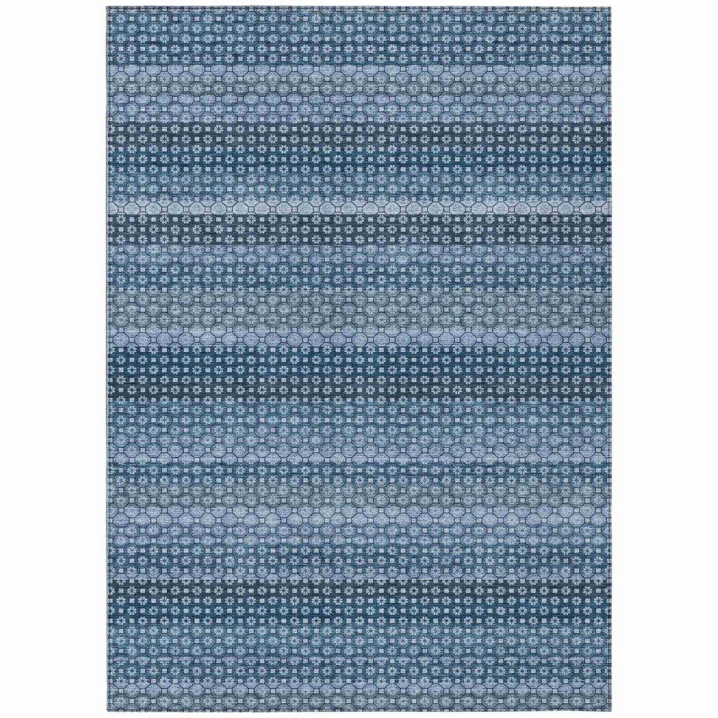 Ariaelle Blue Washable Indoor - Outdoor Rug - LOOMLAN - LOOMLAN Rugs - Outdoor Rugs