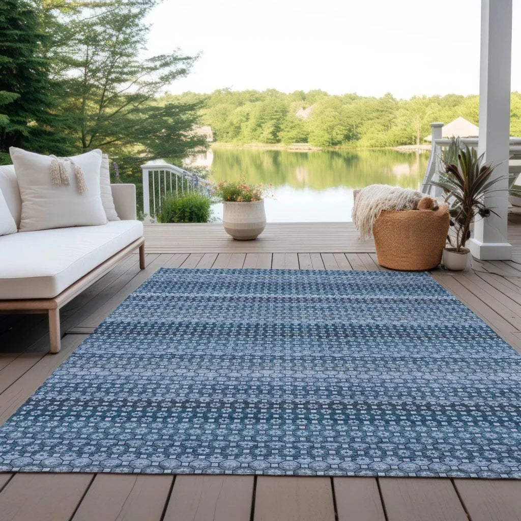 Ariaelle Blue Washable Indoor - Outdoor Rug - LOOMLAN - LOOMLAN Rugs - Outdoor Rugs