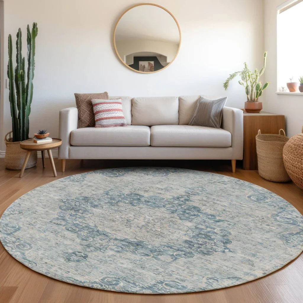 Arienne Blue Washable Indoor - Outdoor Rug - LOOMLAN - LOOMLAN Rugs - Outdoor Rugs