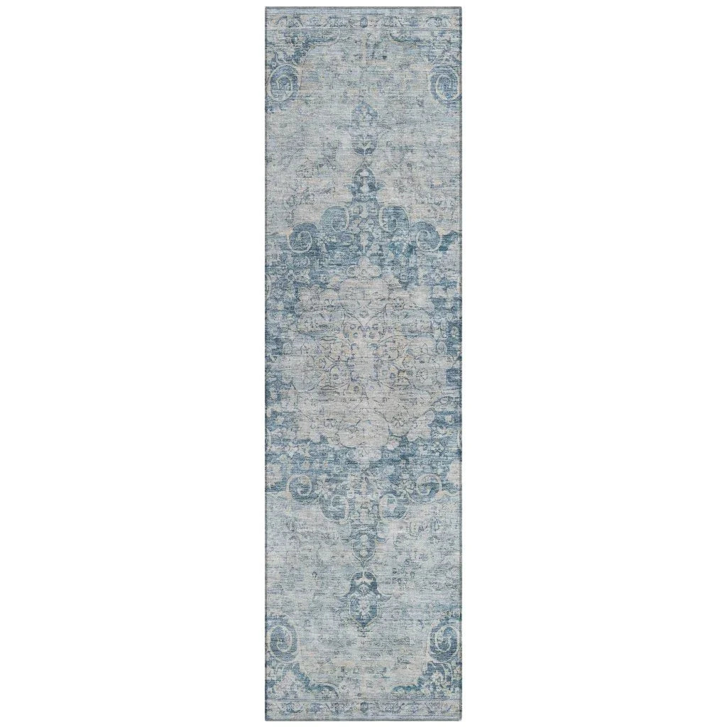 Arienne Blue Washable Indoor - Outdoor Rug - LOOMLAN - LOOMLAN Rugs - Outdoor Rugs
