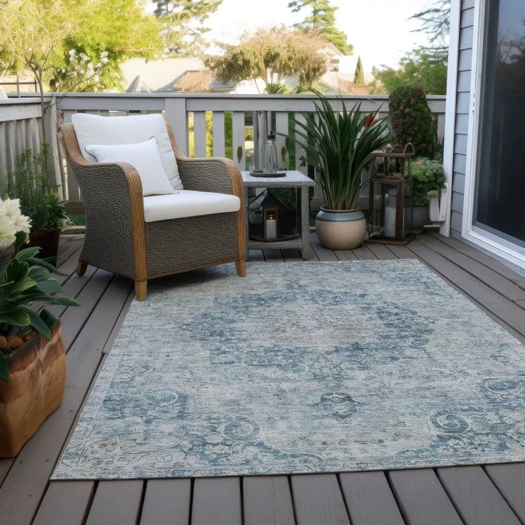 Arienne Blue Washable Indoor - Outdoor Rug - LOOMLAN - LOOMLAN Rugs - Outdoor Rugs