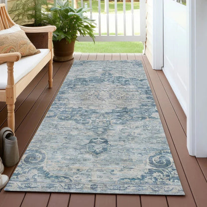 Arienne Blue Washable Indoor - Outdoor Rug - LOOMLAN - LOOMLAN Rugs - Outdoor Rugs